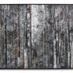 Durchforstete Lichtung IV, Öl, Asche, Erden, Pflanzenteile, Kalk und Bitumen auf Leinwand, 100 x 120 x 6 cm, 2024.